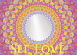 Pinkes Mandala mit Spiegelfläche als Postkarte von Sera Benia.